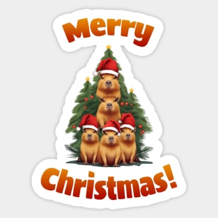 Capybara tree Christmas, Merry Christmas, Capybara Pets, Cute capybara Sticker